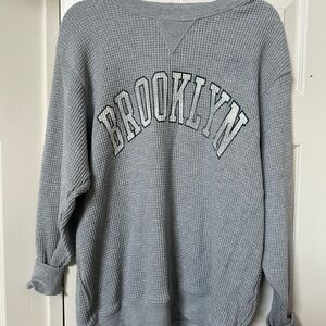 Aerie Gray Waffle Knit Sweater